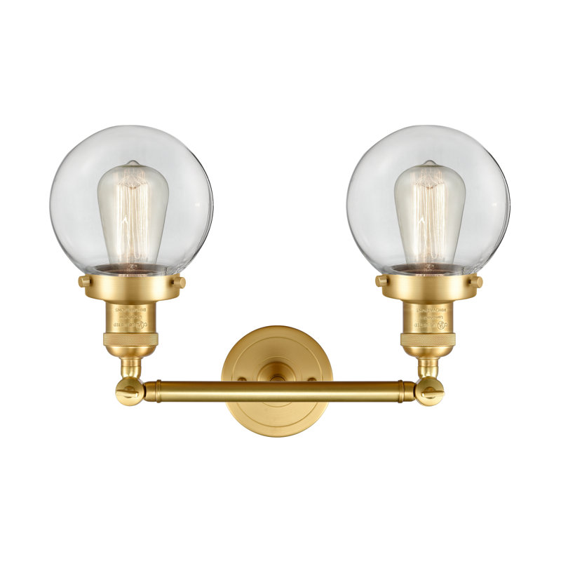 Éclairage de salle de bain à intensité variable 2 lumières Clementina, Ampoule incandescente rétro de 60 watts, Transparent