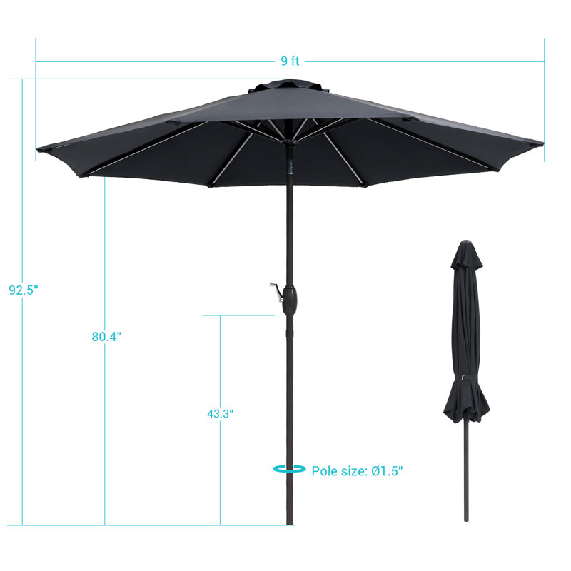 Parasol de marché de 108 po Kanila, Noir