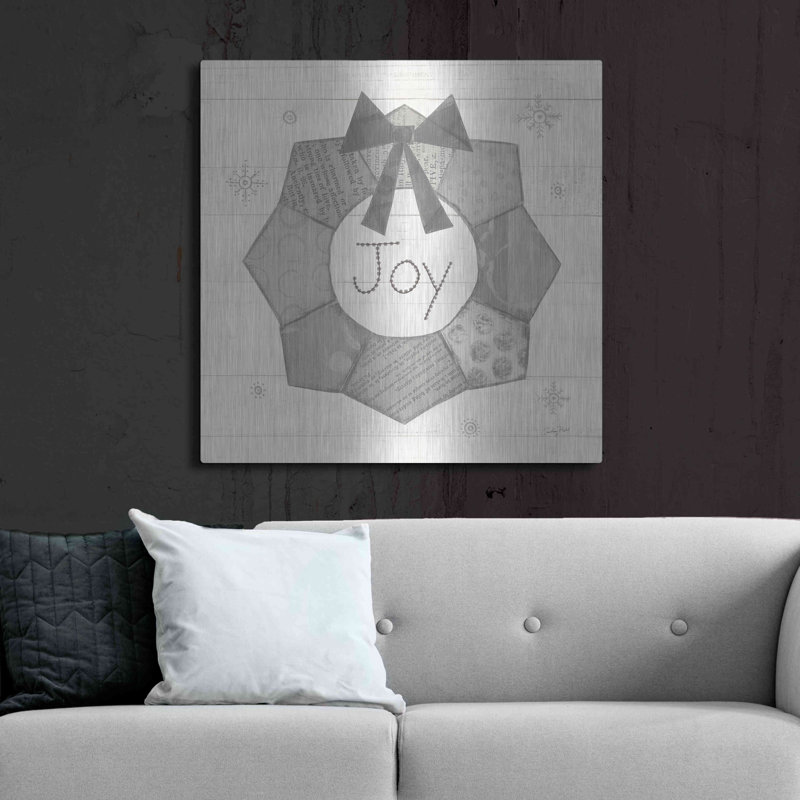 «Christmas Patchwork II Neutral» par Courtney Prahl, art mural en métal, H 36 po x l 36 po