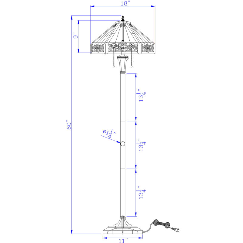 Lampe sur pied 60V x 2 en métal / résine VanVleet