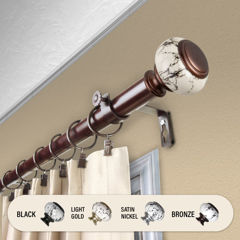 Tringle à rideaux simple nisswa, H 2,75 po x l 48 po x P 3,63 po, Bronze