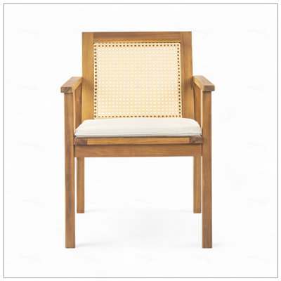 Chaise de salle à manger d'extérieur avec coussin Preston, bois d'acacia durable, ensemble de 2 pour le confort et le style du patio