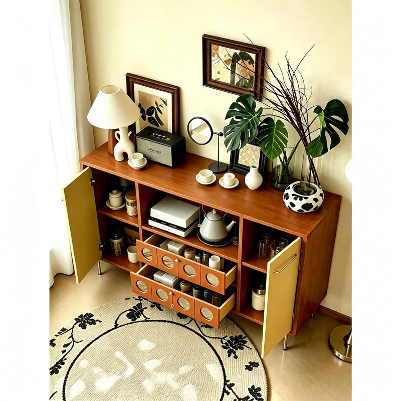 Table de buffet en acier inoxydable, 35.43" H x 51.18" W x 15.75" D