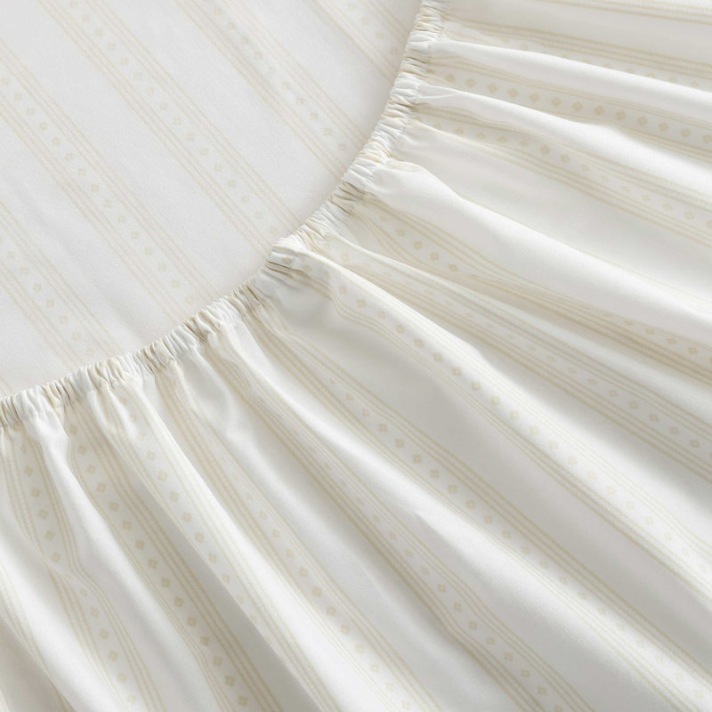 Ensemble de draps en coton percale Martha Stewart, Ensemble de draps pour très grand lit avec 2 taie, Francesca Stripe Beige