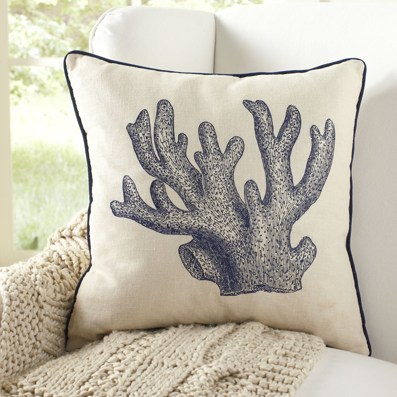 Coussins brodés - Coussin décoratif corail