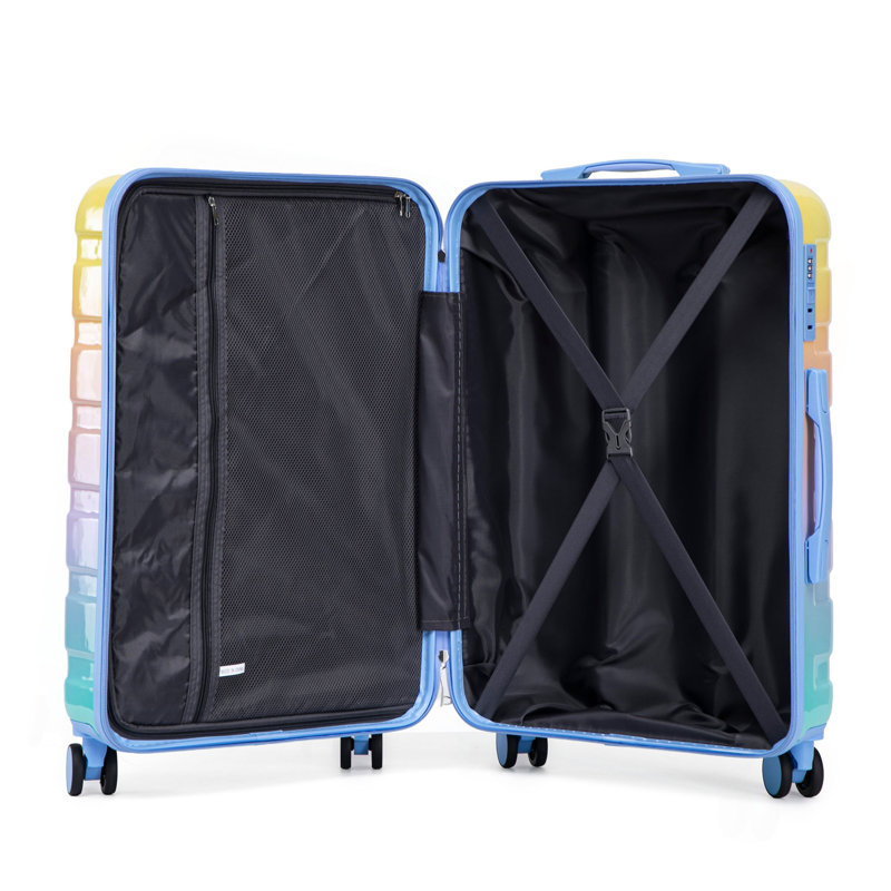 20 po / 24 po / 28 po 3 pièces / ensemble dans une valise à roulettes pivotantes pour PC, valise de transport, avec dégradé de couleurs et serrure à combinaison