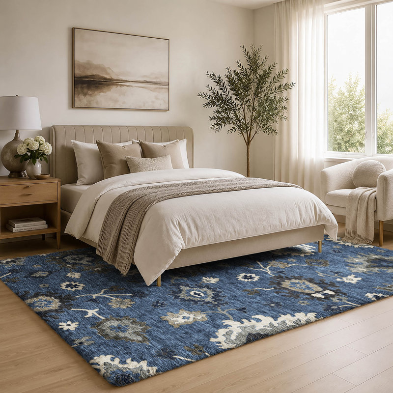Tapis Oushak Dream Shag ADS753, lavable à la machine, de qualité supérieure, Blue, 3 pi x 5 pi