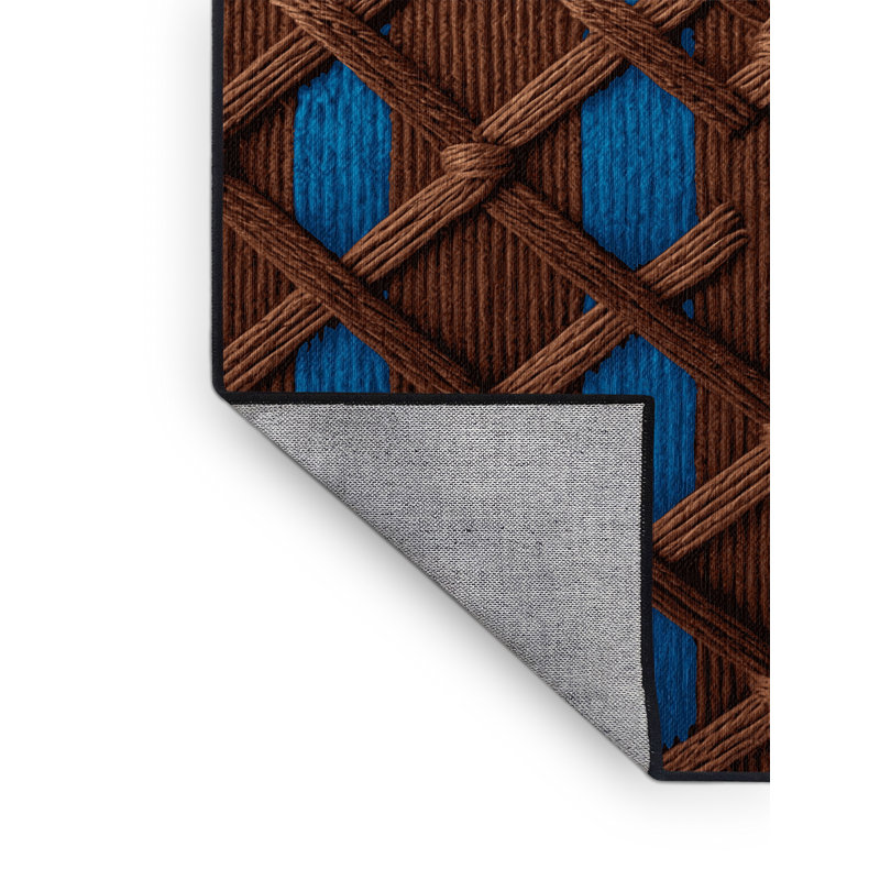 Machine Washable Trellis Black Area Rug, Square 6'