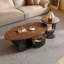Ensemble de tables basses rondes brunes en bois manufacturé et en fer-128964788-128964792