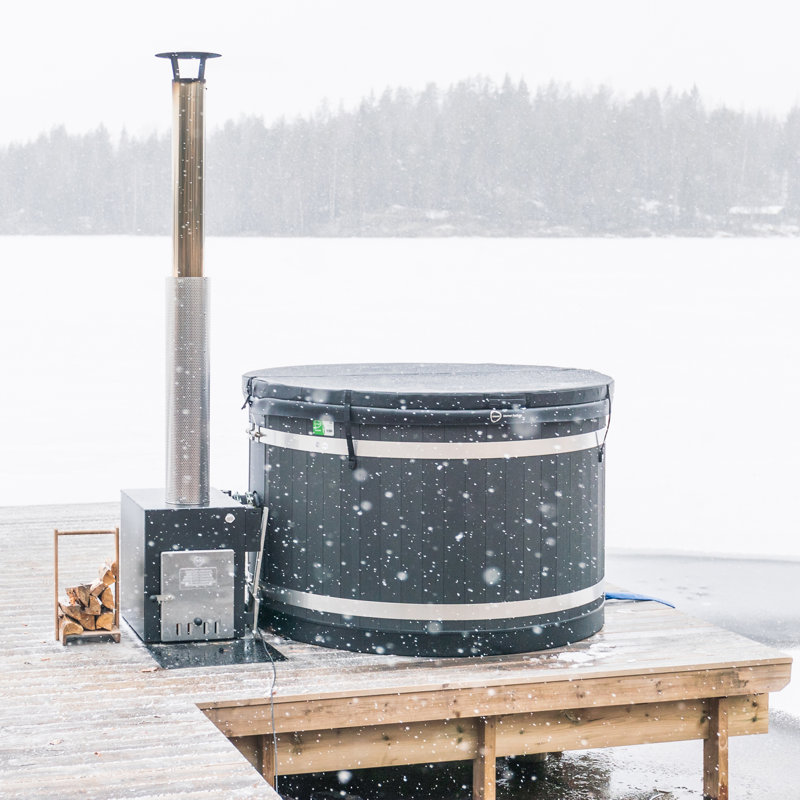 Almost Heaven Saunas Round Wood Fired Hot Tub in Brown