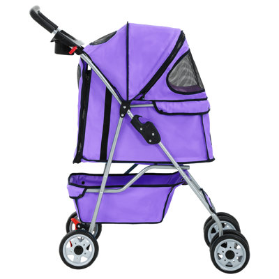 Poussette pour animaux de compagnie Poussette pliable à 4 roues pour chien avec housse en maille respirante