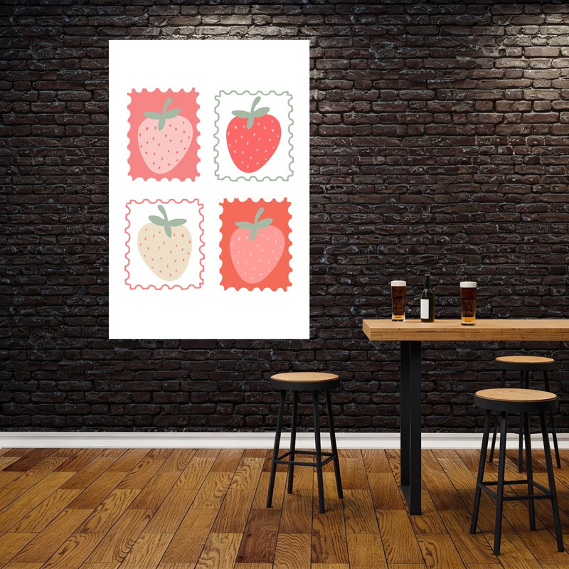 Berry Stamp Quartet Colorful Modern Retro Fruit Wall Art Print 1 Piece Wrapped Canvas Wall Art, 152.4cm H x 101.6cm W