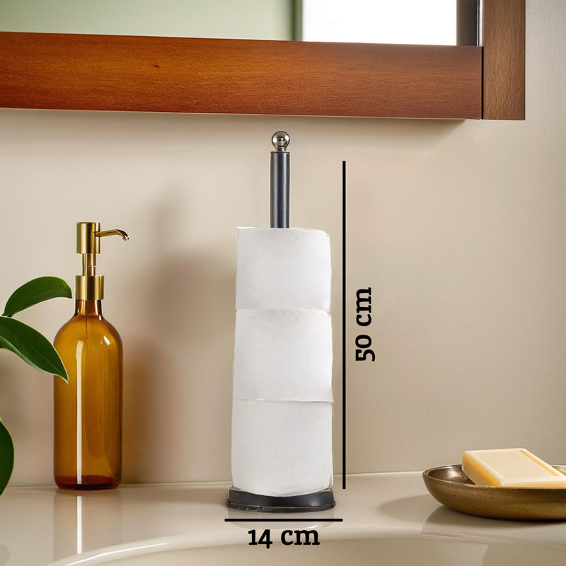 Rossie Free Standing Toilet Paper Holder, Black