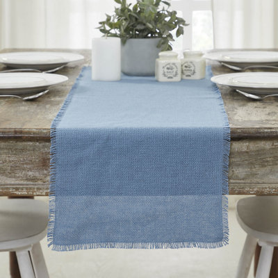 Burlap Dove Gray Runner Fringed