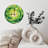 Golden Numbers On Green Swirl Clock