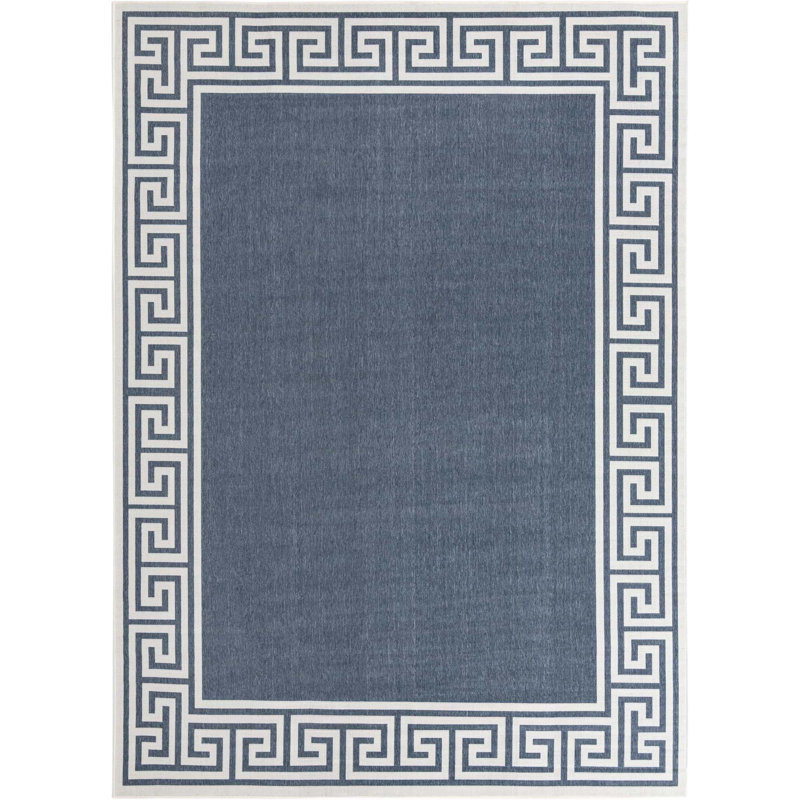 Tapis bleu marine intérieur / extérieur Amiri, Rectangle 9 pi x 12 pi