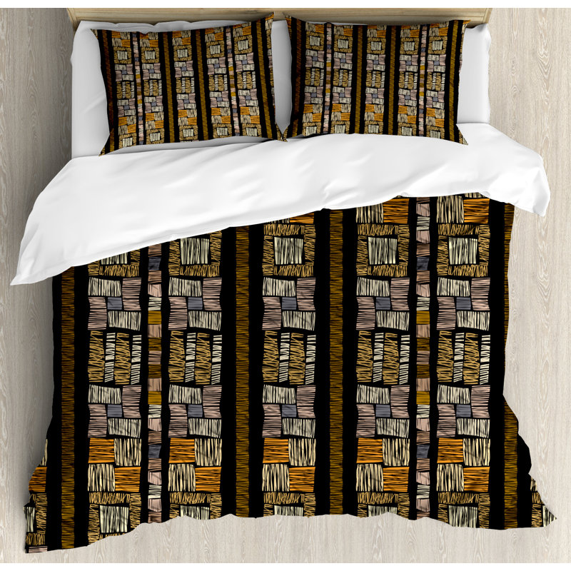 Rustic Polyester Geometric Shapes Duvet Cover, Queen