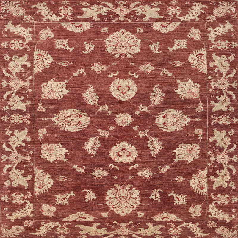 Tapis jaune/beige traditionnel Master, Carré 8 pi