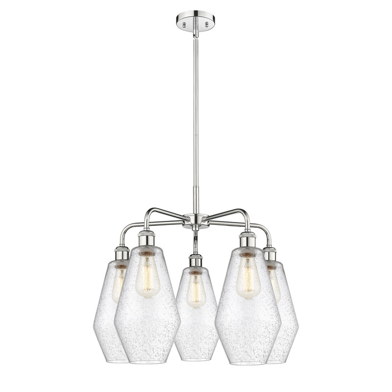 Lustre géométrique à intensité variable en acier à 5 lumières Amylea, H 20 po x l 25 po x P 25 po, Chrome poli