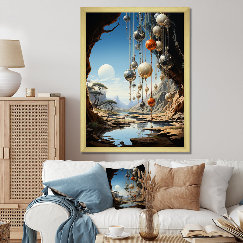 Paysage de rêve surréalisme Layssa - impression, H 44 po x l 34 po x P 1,5 po, Cadre flottant doré
