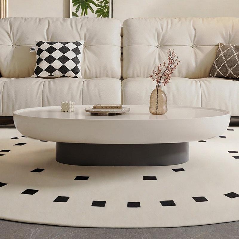 Table basse ovale de style crème, H 14,96 po x L 51,18 po x l 27,55 po