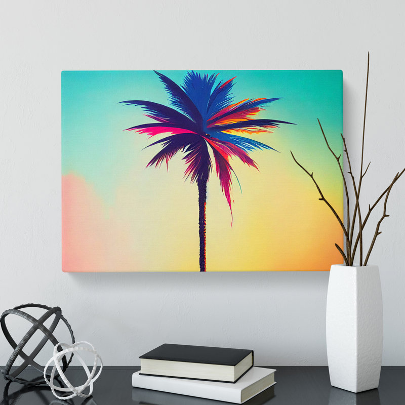 Painted Palm Tree Vol.3 Abstract - Wrapped Canvas, 35cm H x 50cm W x 3cm D