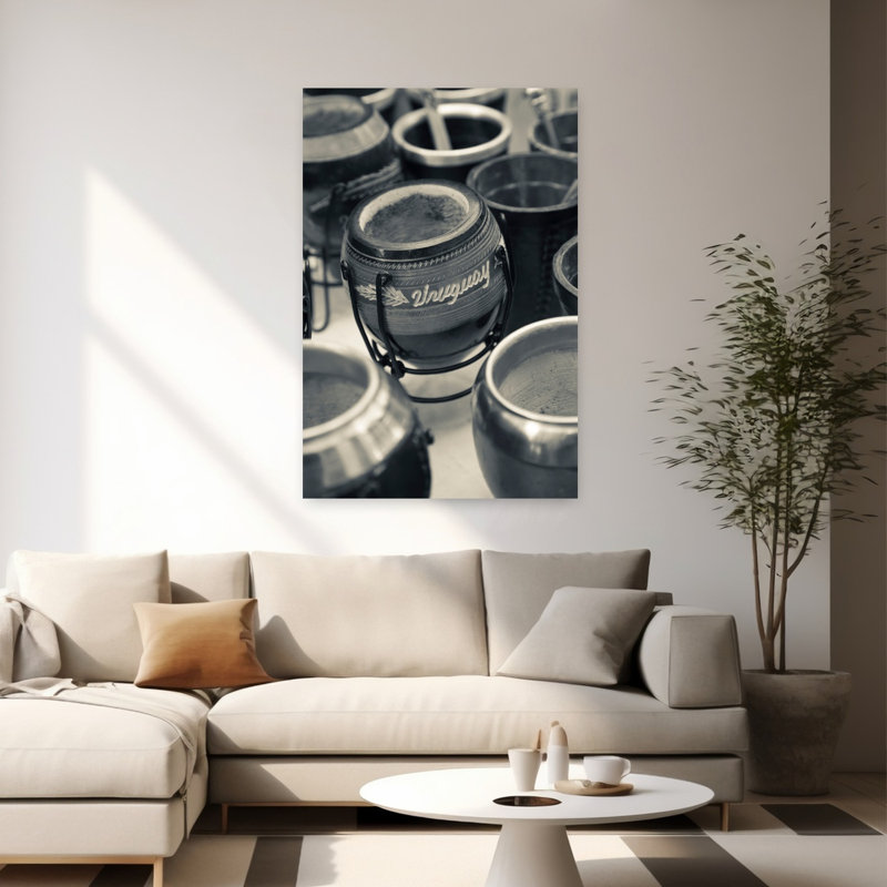 Mate Cups at A Market Stall Plaza Constitucion Montevideo, art abstrait, H 60 po x l 40 po