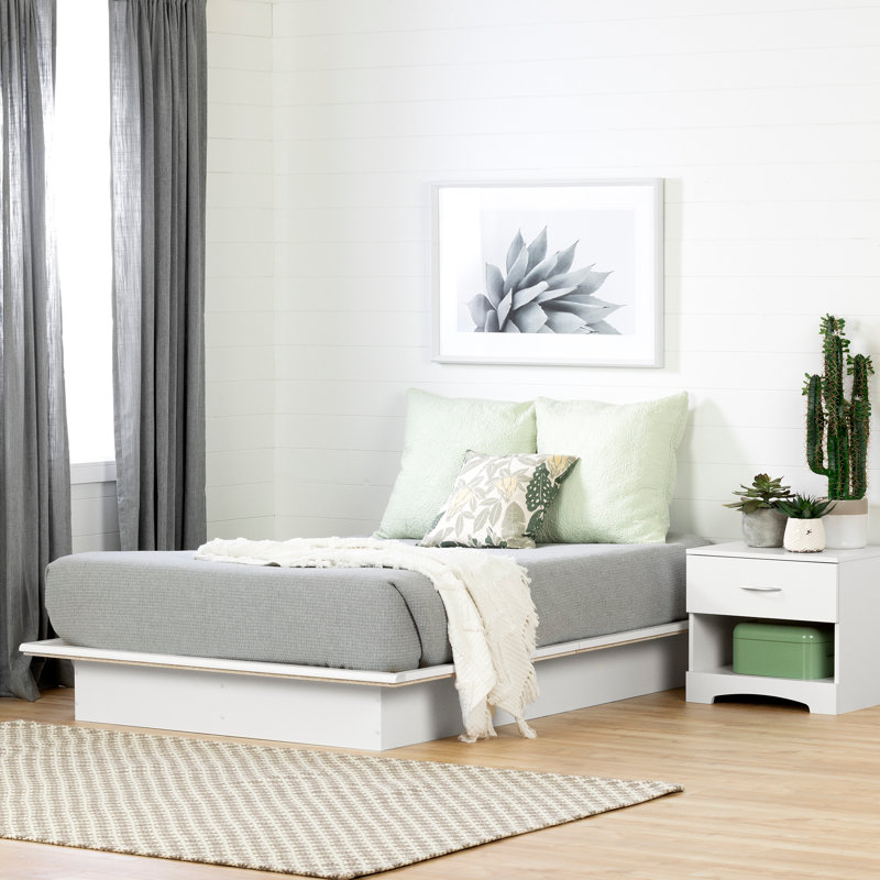 Lit plateforme Step One, Double, Blanc