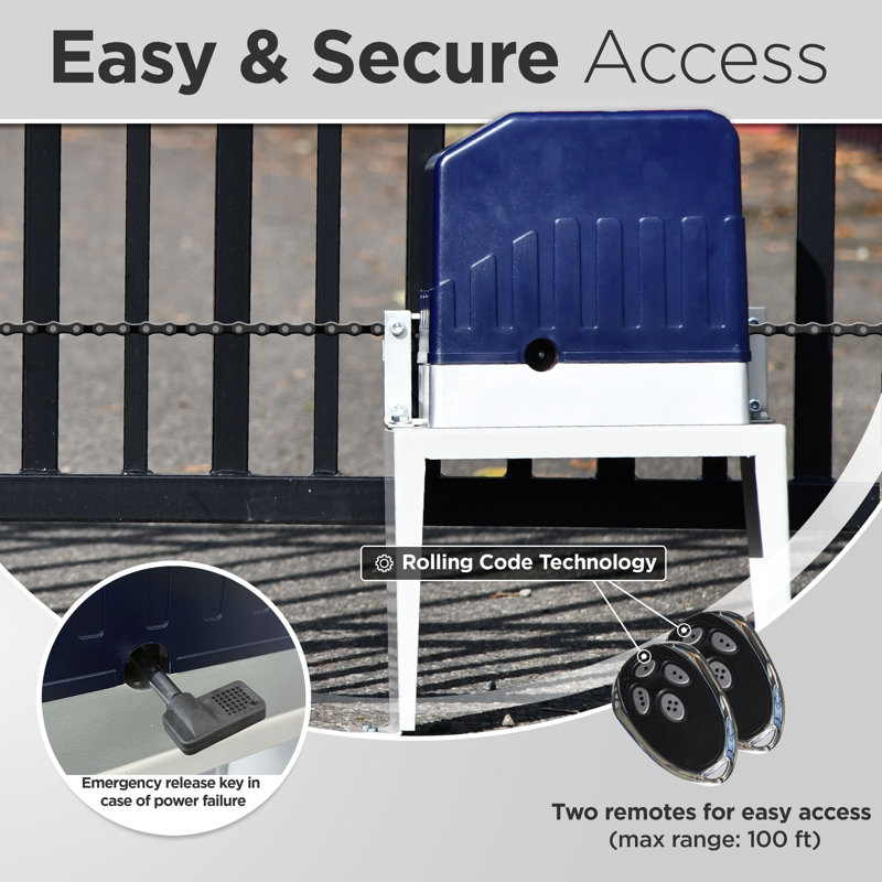 ALEKO 1400 lb 40 ft Sliding Gate Opener Kit with Wireless Keypad