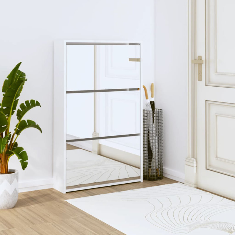 4 Pair Flip Down Shoe Storage, High-gloss white