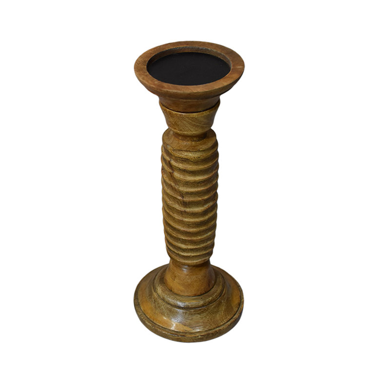 Wood Tabletop Candlestick, 12" H x 4" W x 4" D