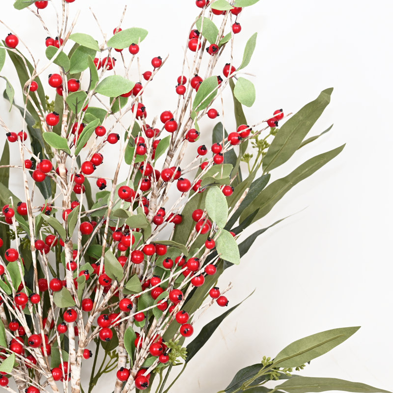 Branche de feuillage artificiel de 36 po en forme de baies pour bouchons de vase en bouleau de ferme pour décoration de table de bureau
