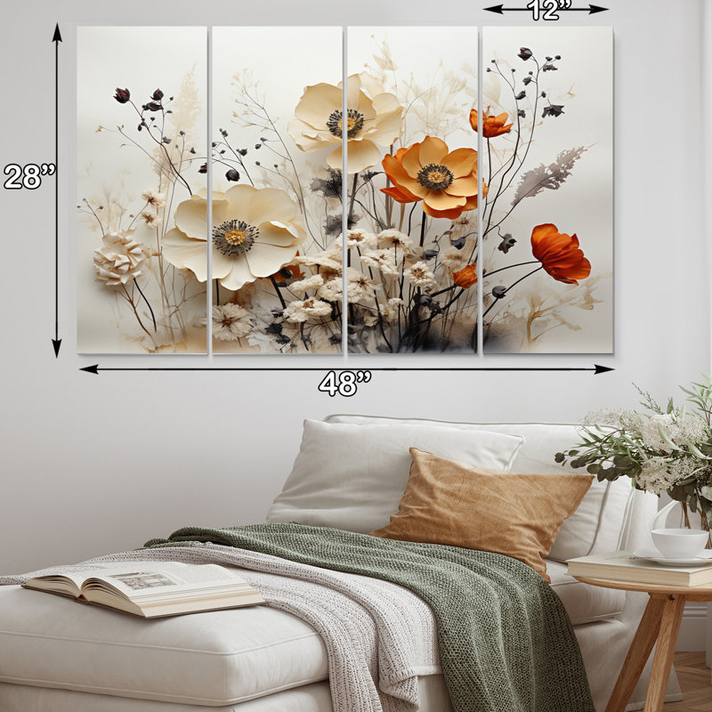 Wolfgang " Bohemian Earthly Floral Collage II " 4 - Pieces