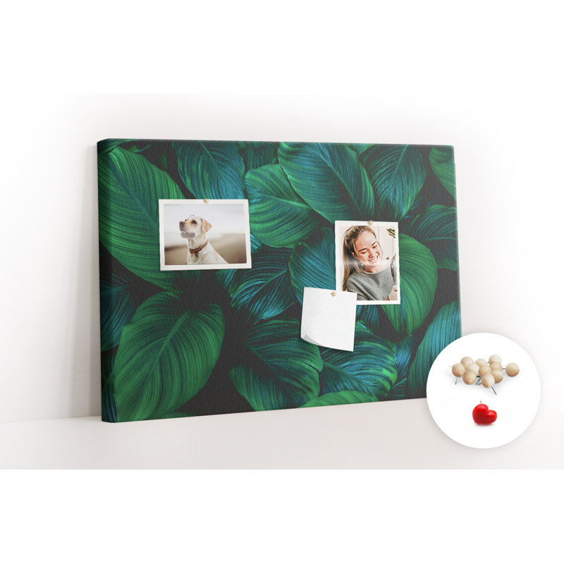 Wall Mounted cork board with print wall art kitchen notice board decorative bulletin board ideas Nature leaves