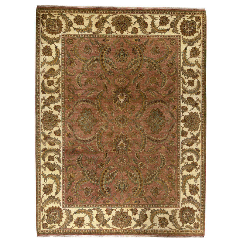Tapis rouille et ivoire noué à la main de haute qualité