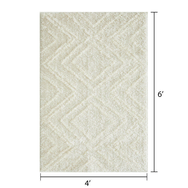 Tapis d'intérieur en polyester tissé à la machine Ileah, Rectangle 4 pi x 6 pi