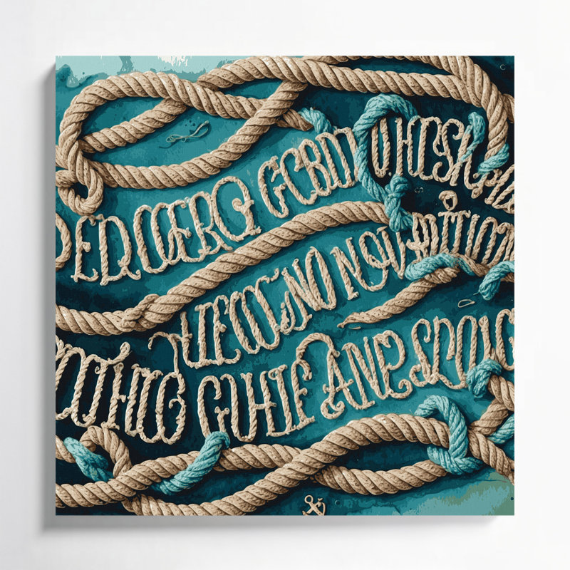 «Nautical Nautical phrases», art mural sur toile grise, H 8 po x l 8 po