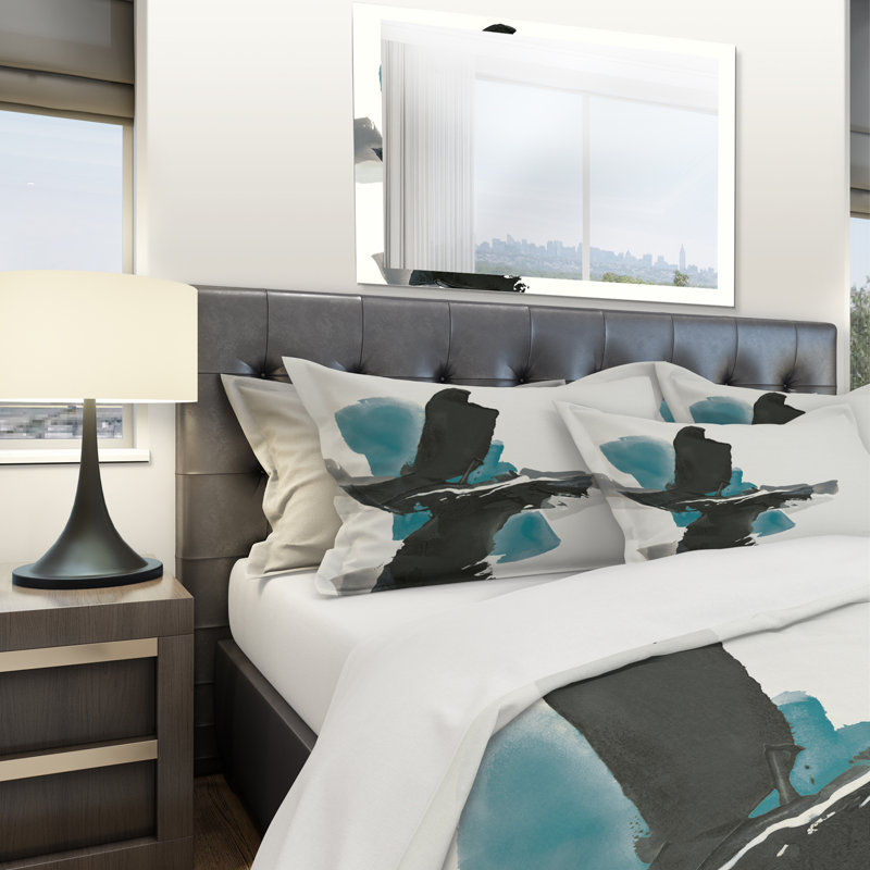 Ensemble de housse de couette moderne et contemporain Geometric Black and Teal IV - Microfibre polyester