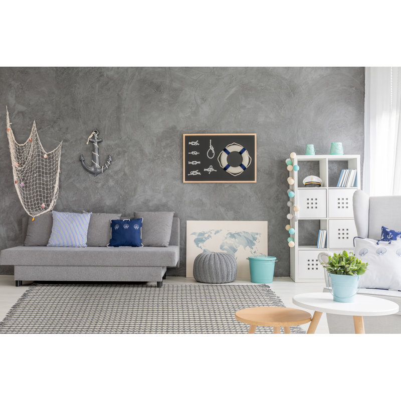 Hogan Geometric Handmade Wool Area Rug, Ivory/Gray, Rectangle 7'9" x 9'9"