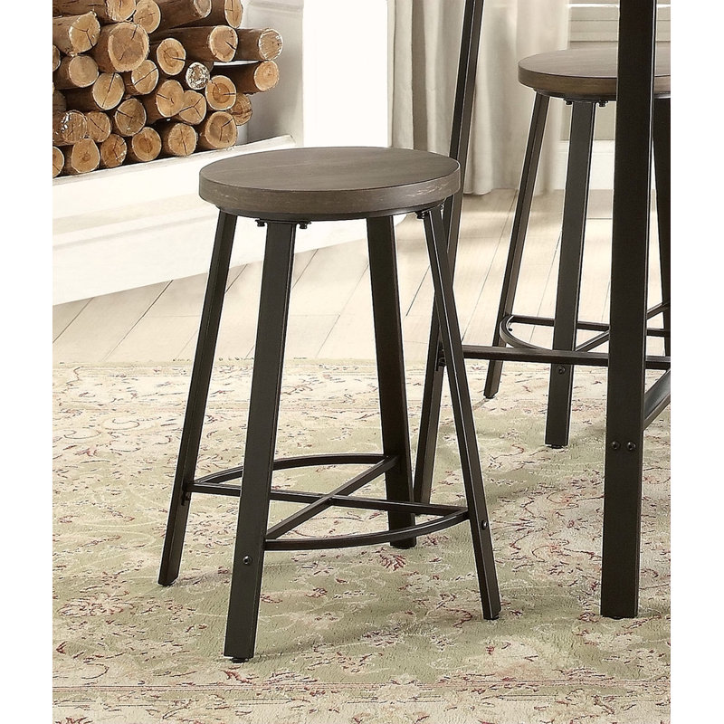 Ensemble de 2 tabourets à hauteur de comptoir avec finition en métal gris et style rustique