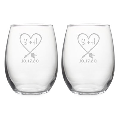 Date du coeur sculpté, de 21 oz. verre à vin tout usage