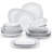 24 Piece Porcelain China Dinnerware Set - Service for 6-878853696