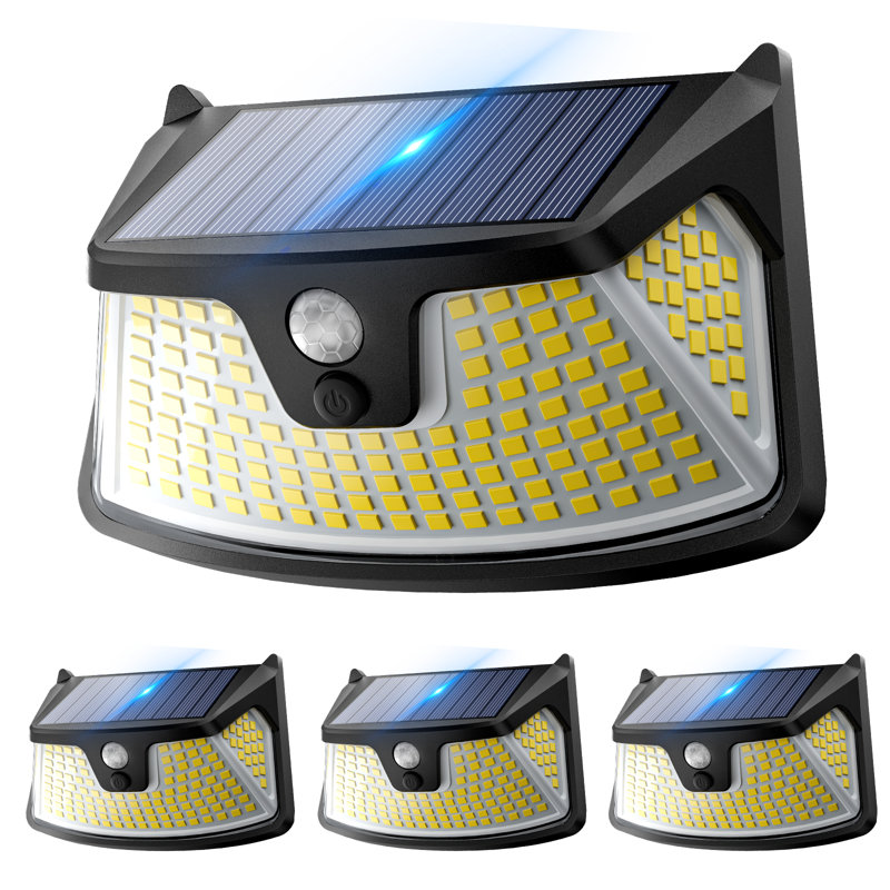 152 lumières murales solaires à capteur de mouvement à DEL, Ip65 imperméable à l'eau 3 modes d'éclairage de sécurité à 270 ° pour garage patio