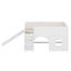 Lit mezzanine bas en bois avec tablettes de rangement et glissade-488440315