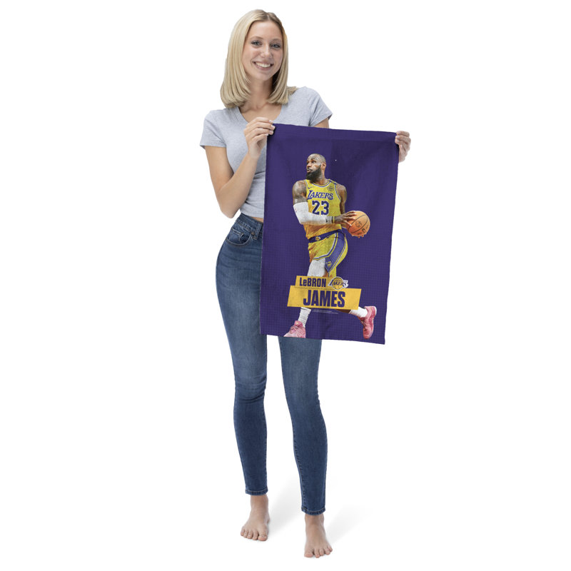 Ensemble de 2 serviettes de bain NBA Los Angeles Lakers Lebron James, sous licence, ultra douce et absorbante, serviette de sport, 16 x 25 pouces