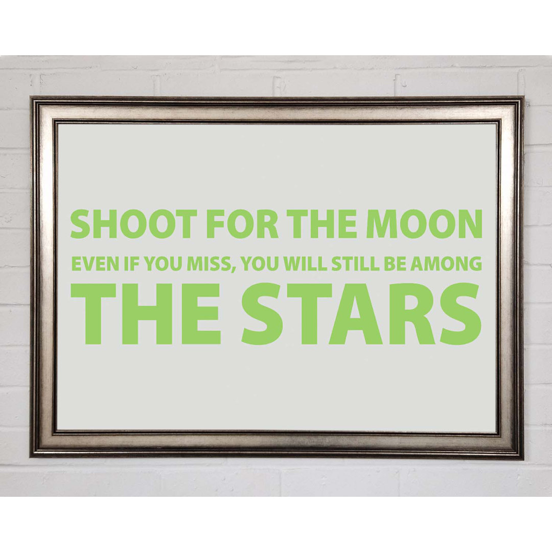 Motivationszitat Shoot for the Moon Lime Green - Einzelne Bilderrahmen Kunstdrucke