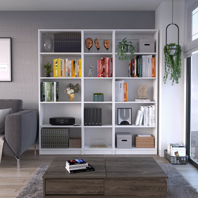3 Piece Living Room Set With 3 Bookcases, White