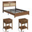 Ensemble de chambre à coucher de style rustique 3 pièces Boho, 1 base de lit en rotin avec tête de lit éclairée et station de charge-808085851