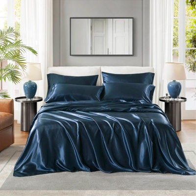 Ensemble de draps en satin de luxe avec texture soyeuse pour un sommeil confortable et sans frisottis