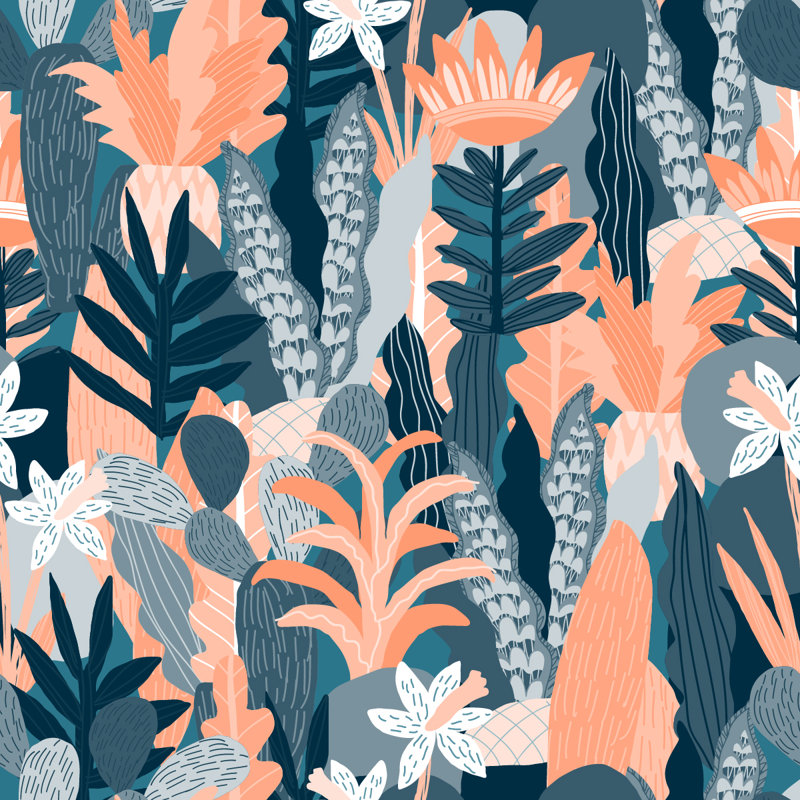 Peel & Stick Floral Tile, 2.08' W x 10.42' L